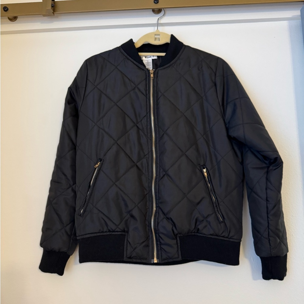Say What? Black Quilted Bomber Jacket